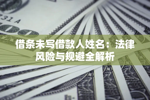 武汉借条未写借款人姓名：法律风险与规避全解析